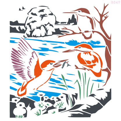 Maxxxmart - creative birds wall stencil-1 (Inches)