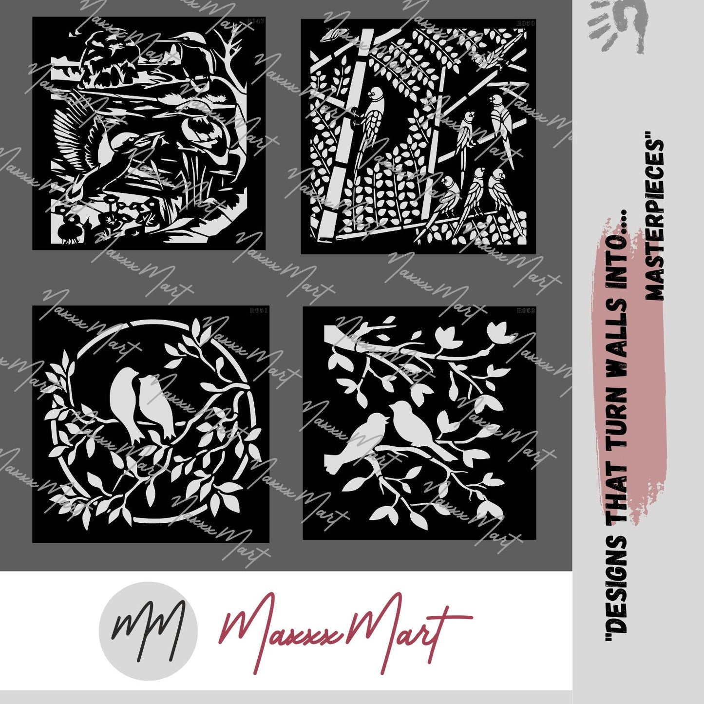 Maxxxmart - creative birds wall stencil-1 (Inches)