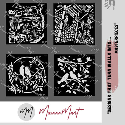 Maxxxmart - creative birds wall stencil-1 (Inches)