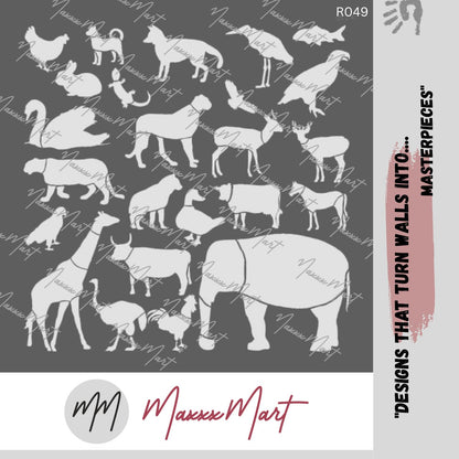 Maxxxmart - All animals wall stencil (Inches)