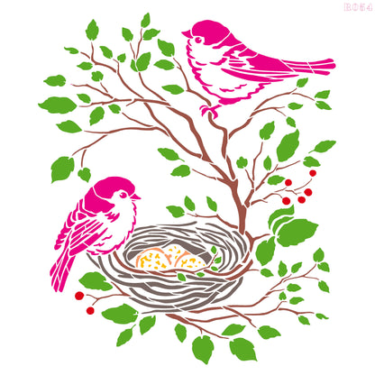 Maxxxmart - creative birds wall stencil-2 (Inches)