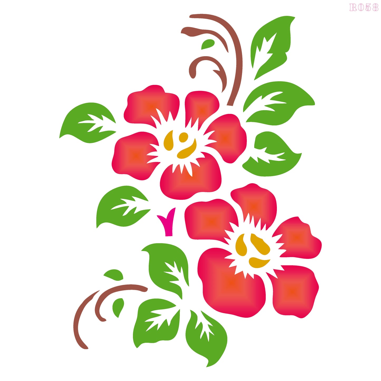 Maxxxmart - Hibiscus Wall stencils (Inches)