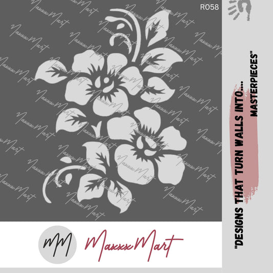 Maxxxmart - Hibiscus Wall stencils (Inches)