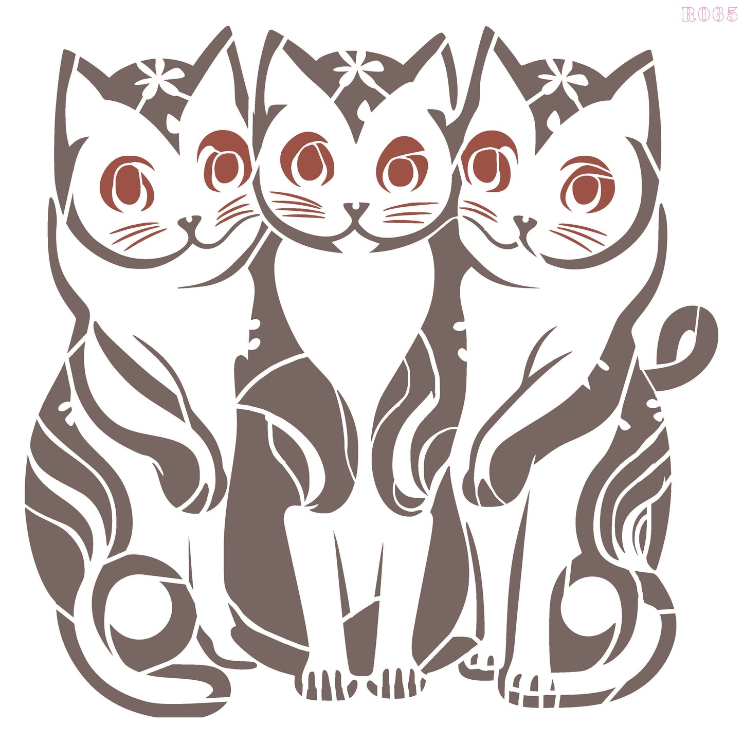 MaxxxMart - Triple cat wall Stencil (Inches)