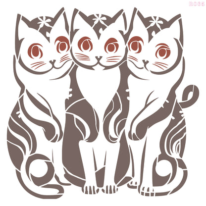 MaxxxMart - Triple cat wall Stencil (Inches)