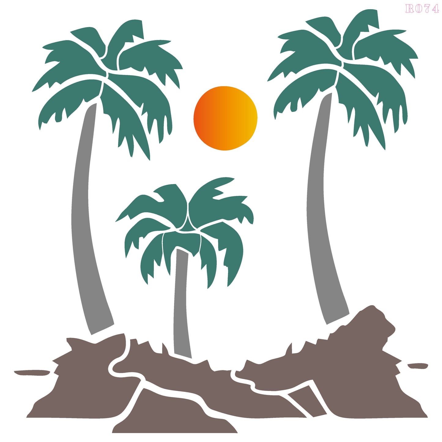 MaxxxMart - Tropical Sunset Island Stencil-1 (Inches)