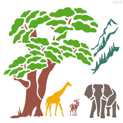 MaxxxMart - Tropical Sunset Island Stencil-2 (Inches)