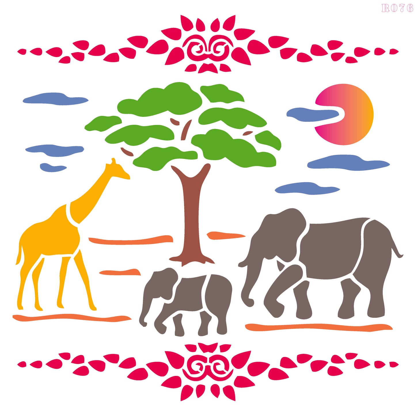 MaxxxMart - Tropical Sunset Island Stencil-2 (Inches)