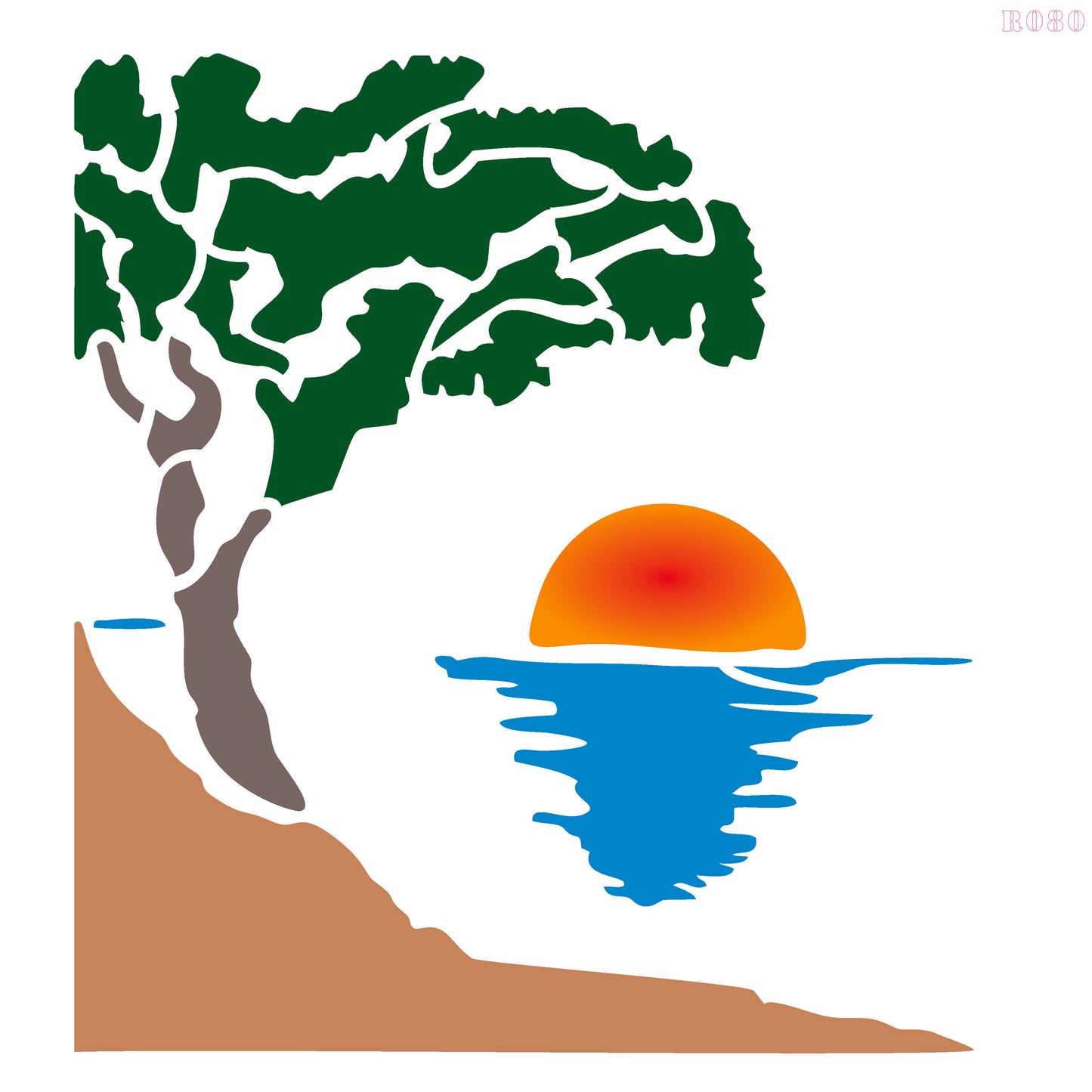 MaxxxMart - Tropical Sunset Island Stencil-1 (Inches)