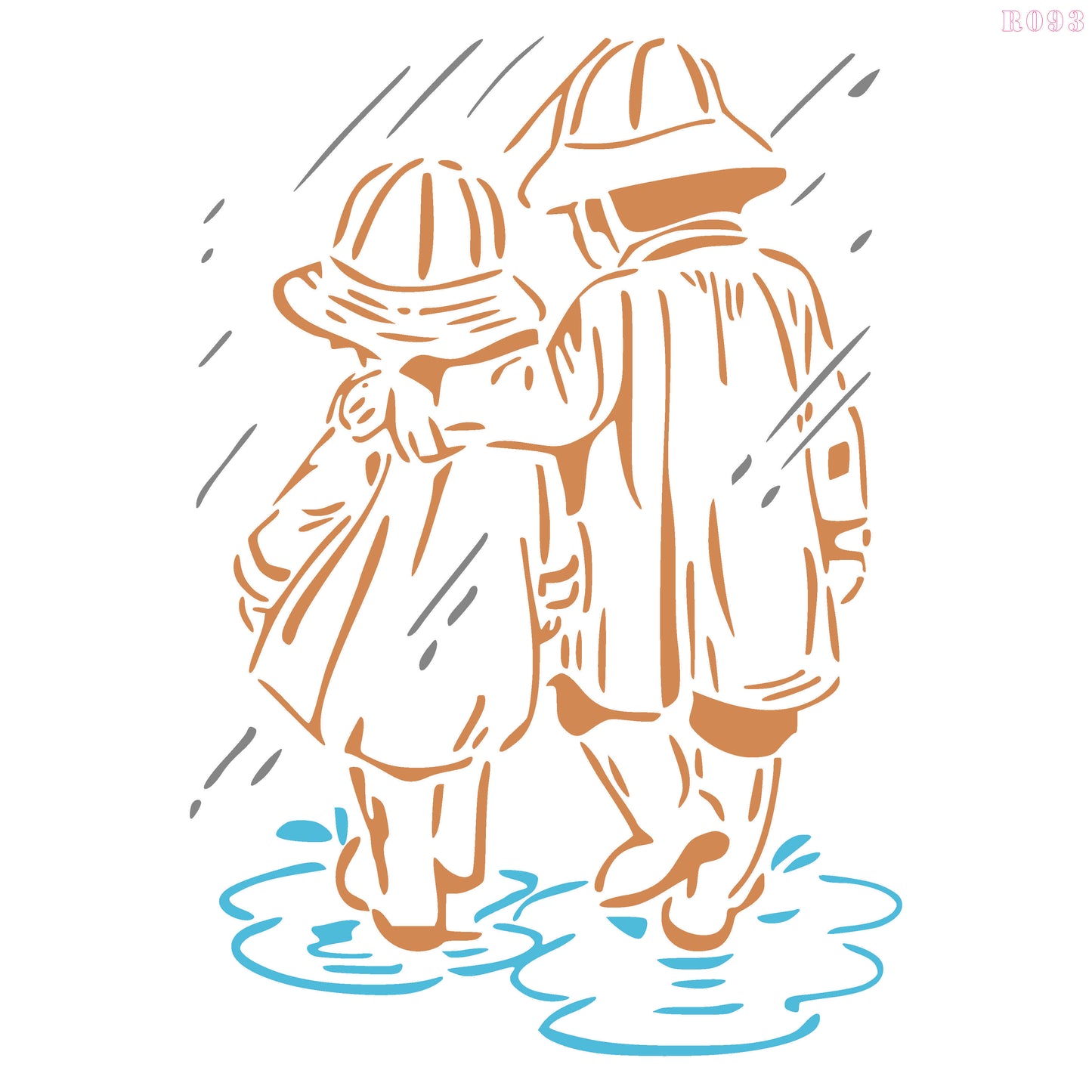 Maxxxmart - Train Tunnel, Koala Family, Kids in Rain wall stencil (Inches)