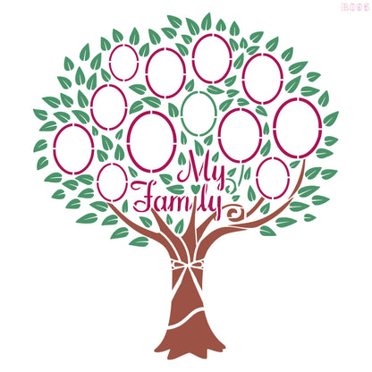 MaxxxMart - My Family Tree wall stencil (Inches)
