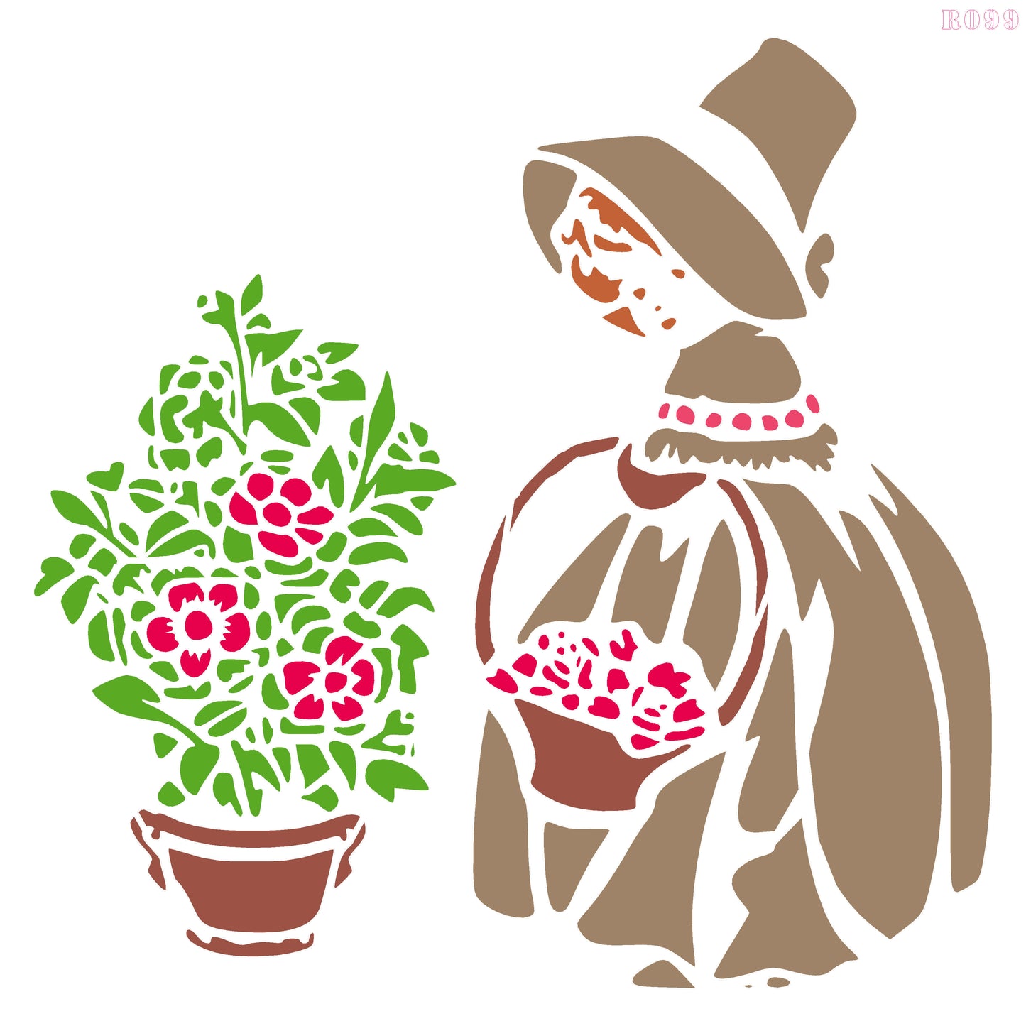 Maxxxmart - Vintage Garden Gatherer wall  Stencil (Inches)
