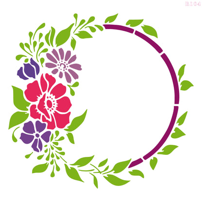 MaxxxMart - Floral Frame Wall Stencil (Inches)