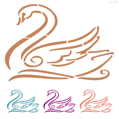 Maxxxmart - Elegant Swan Glide Wall Stencil
