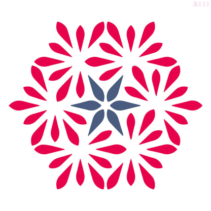 MaxxxMart - Modern Petal Flower Wall Stencil (Inches)