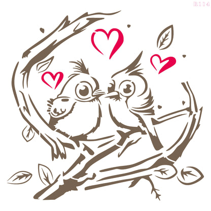 MaxxxMart - Love Birds Wall Stencil (Inches)