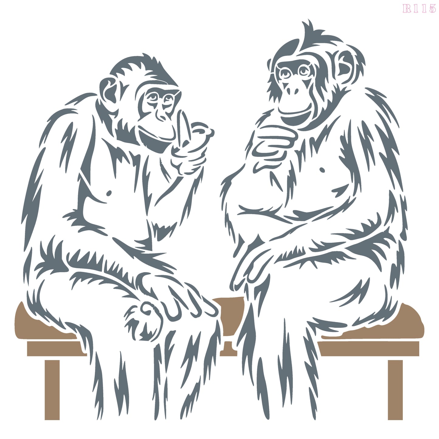 Maxxxmart - Chimpanzee and Leopard Cubs wall  Stencil