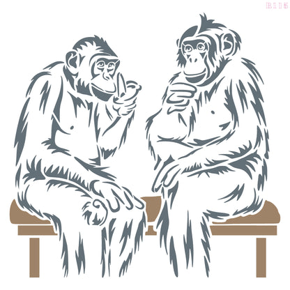 Maxxxmart - Chimpanzee and Leopard Cubs wall  Stencil