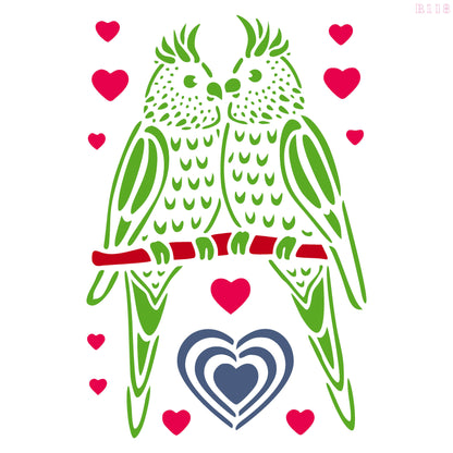 MaxxxMart - Love Birds Wall Stencil (Inches)