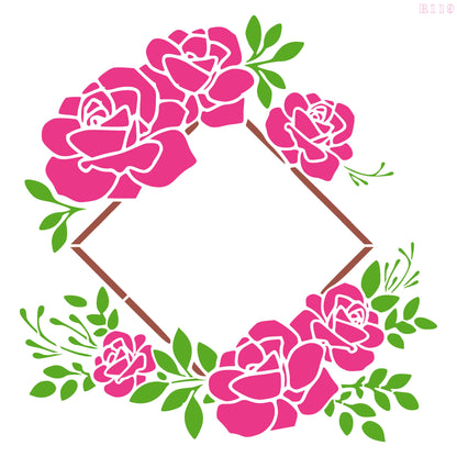 MaxxxMart - Floral Frame Wall Stencil (Inches)