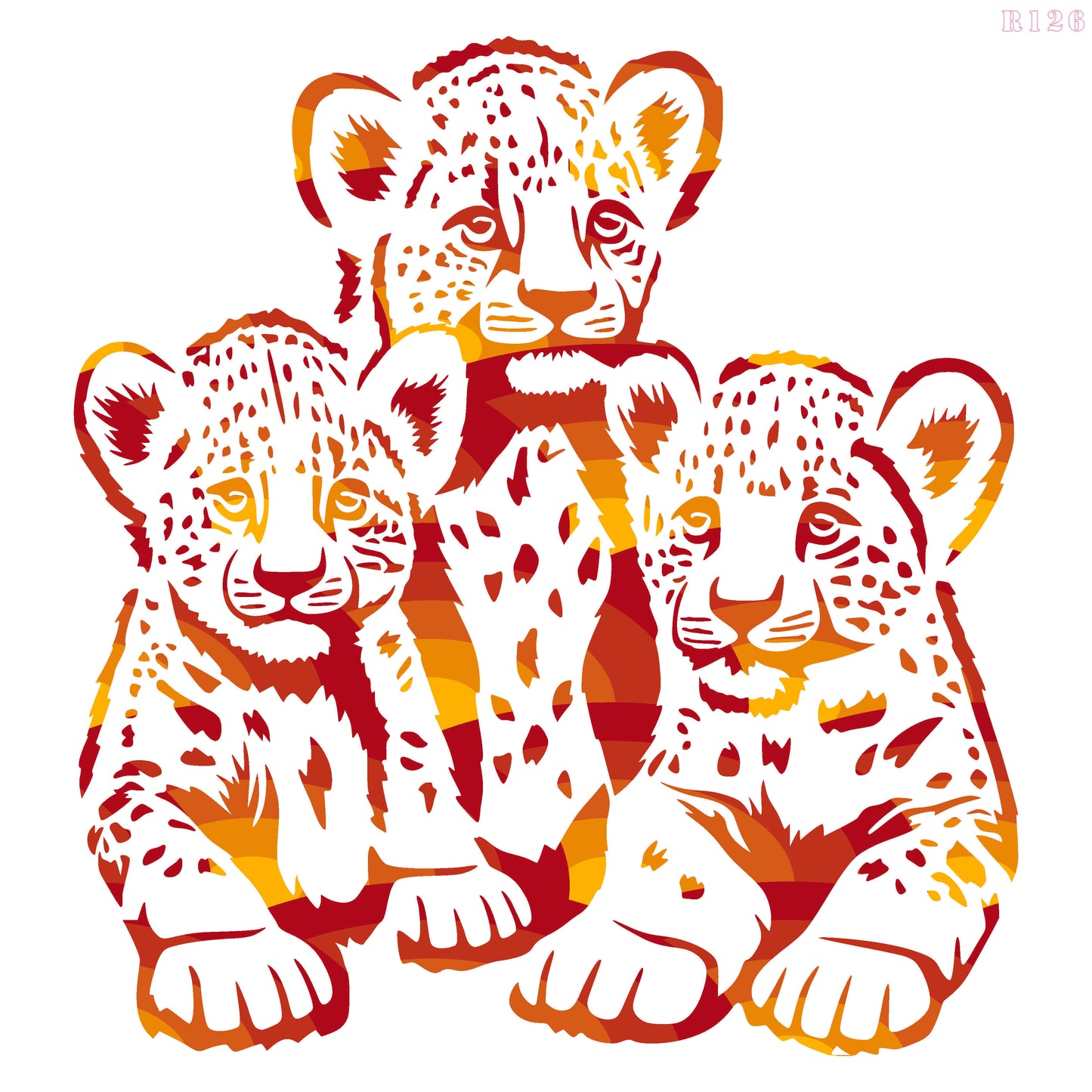 Maxxxmart - Chimpanzee and Leopard Cubs wall  Stencil