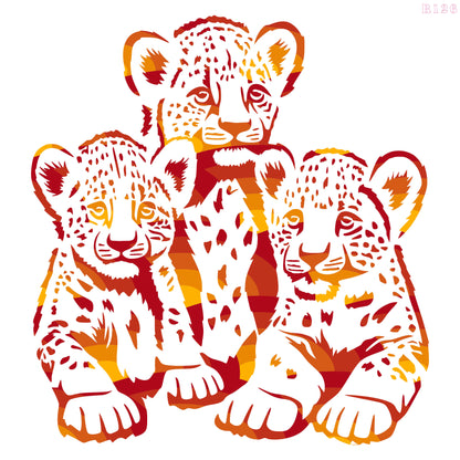 Maxxxmart - Chimpanzee and Leopard Cubs wall  Stencil