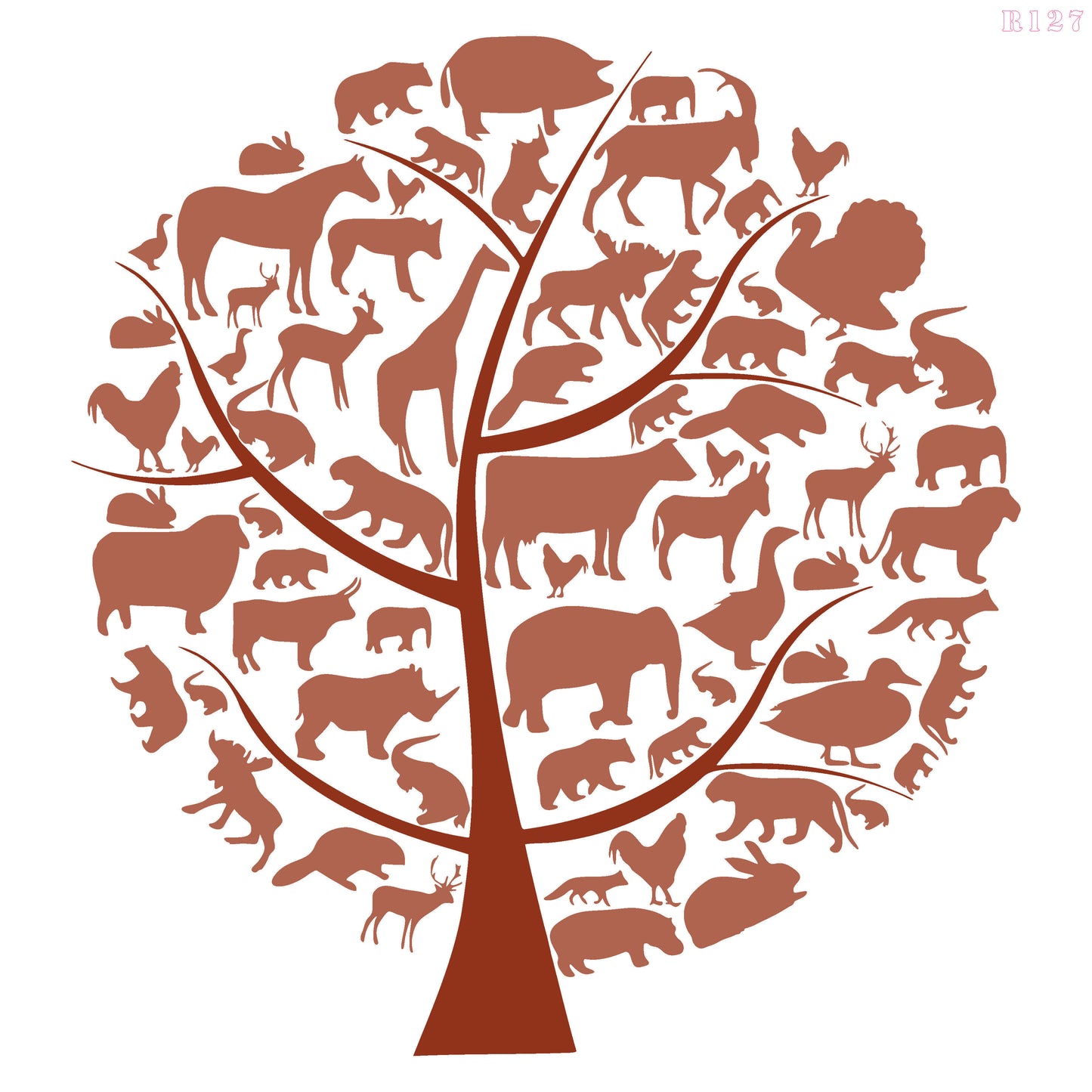 Maxxxmart - Global Animal Tree Wall Stencil (Inches)