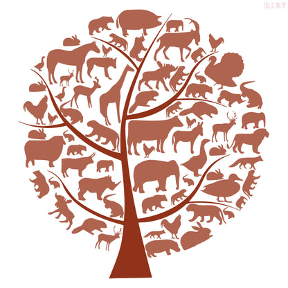 Maxxxmart - Global Animal Tree Wall Stencil (Inches)