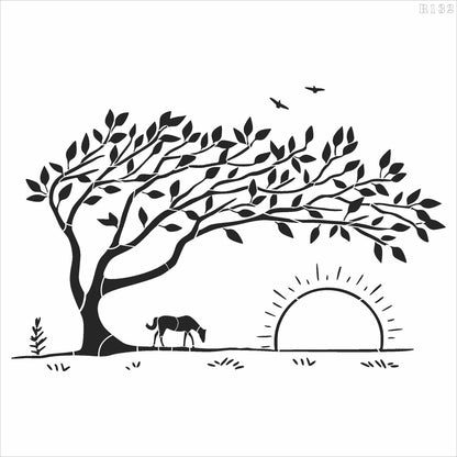 MaxxxMart - Trees wall Stencil-2 (Inches)