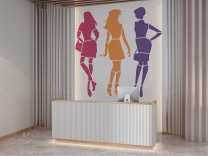 Maxxxmart - Fashion Girls Trio And Loving Lift Moment Wall Stencil (Inches)