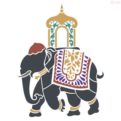 MaxxxMart - Ceremonial elephant Wall stencil (Inches)