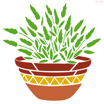 MaxxxMart - Flower pot wall stencil