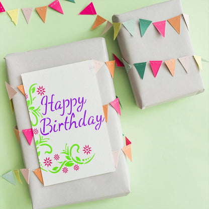 MaxxxMart - Happy Birthday And Merry Christmas Wall Stencils (Inches)