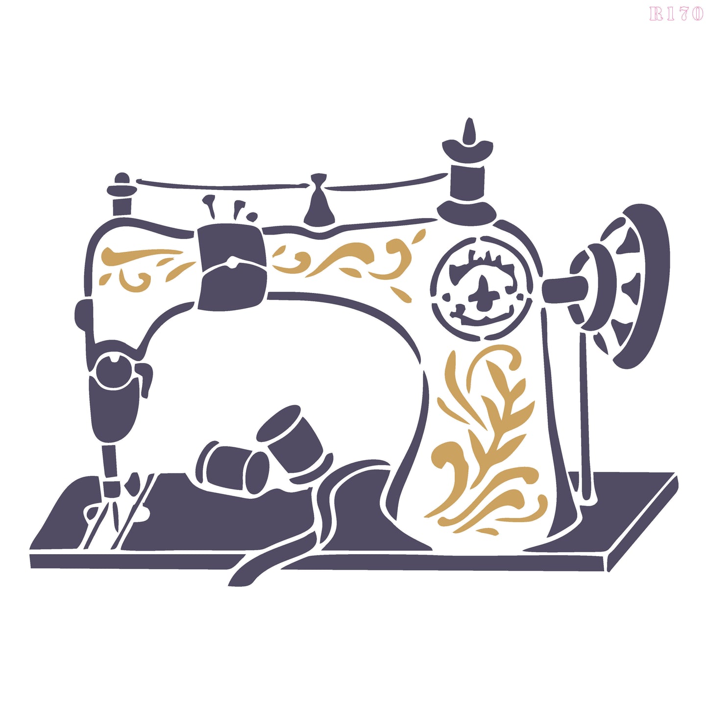 MaxxxMart - Sewing Machine, Vintage Aviator,  Tractor, Toy Blocks Wall Stencils (Inches)