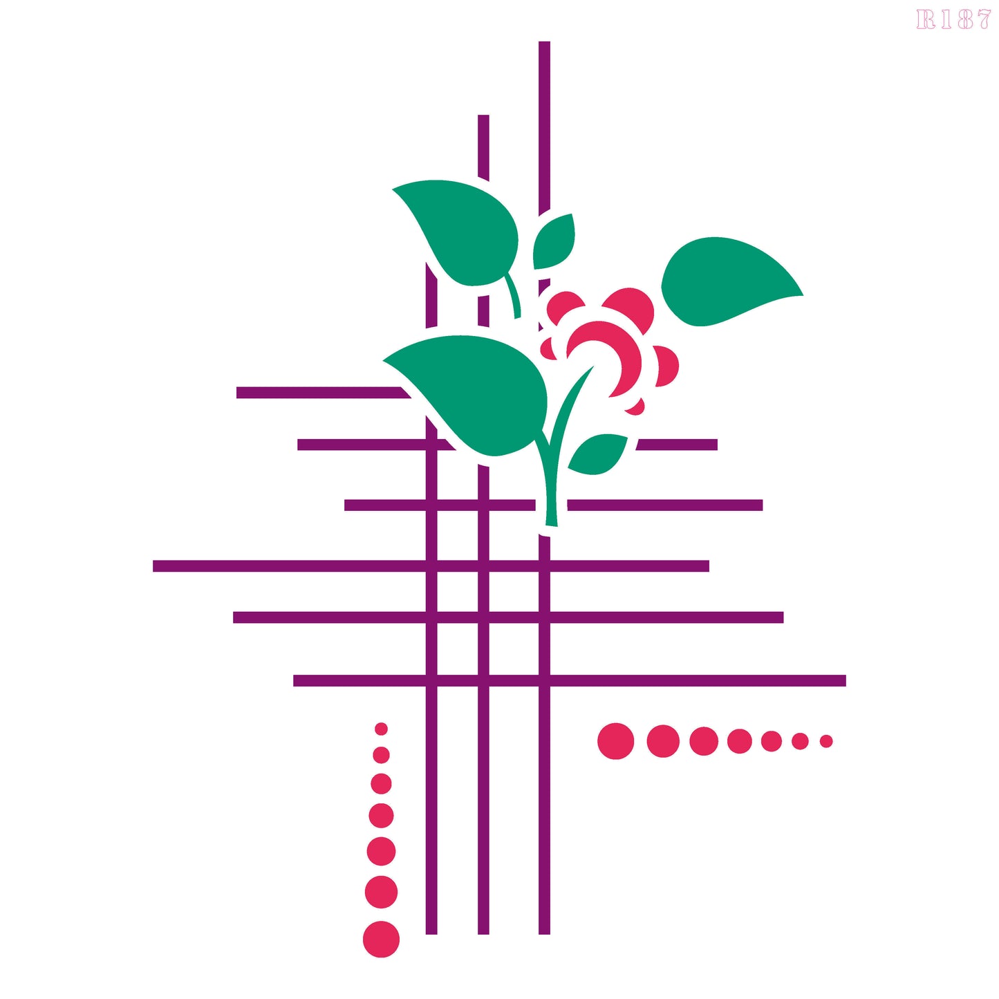 Maxxxmart - Abstract Flower Grid Wall Stencil (Inches)