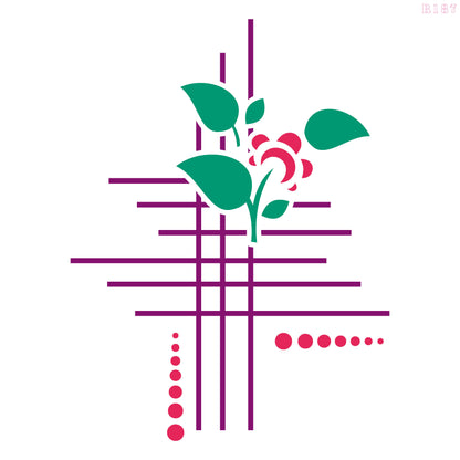 Maxxxmart - Abstract Flower Grid Wall Stencil (Inches)