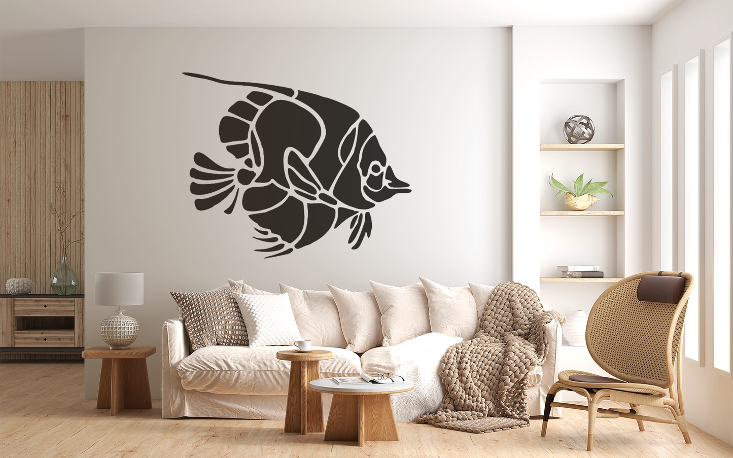 MaxxxMart - Fishes, Dolphin and Penguins Wall Stencil (Inches)
