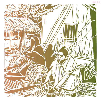 Maxxxmart - Traditional Village Scene Wall  Stencil (Inches)