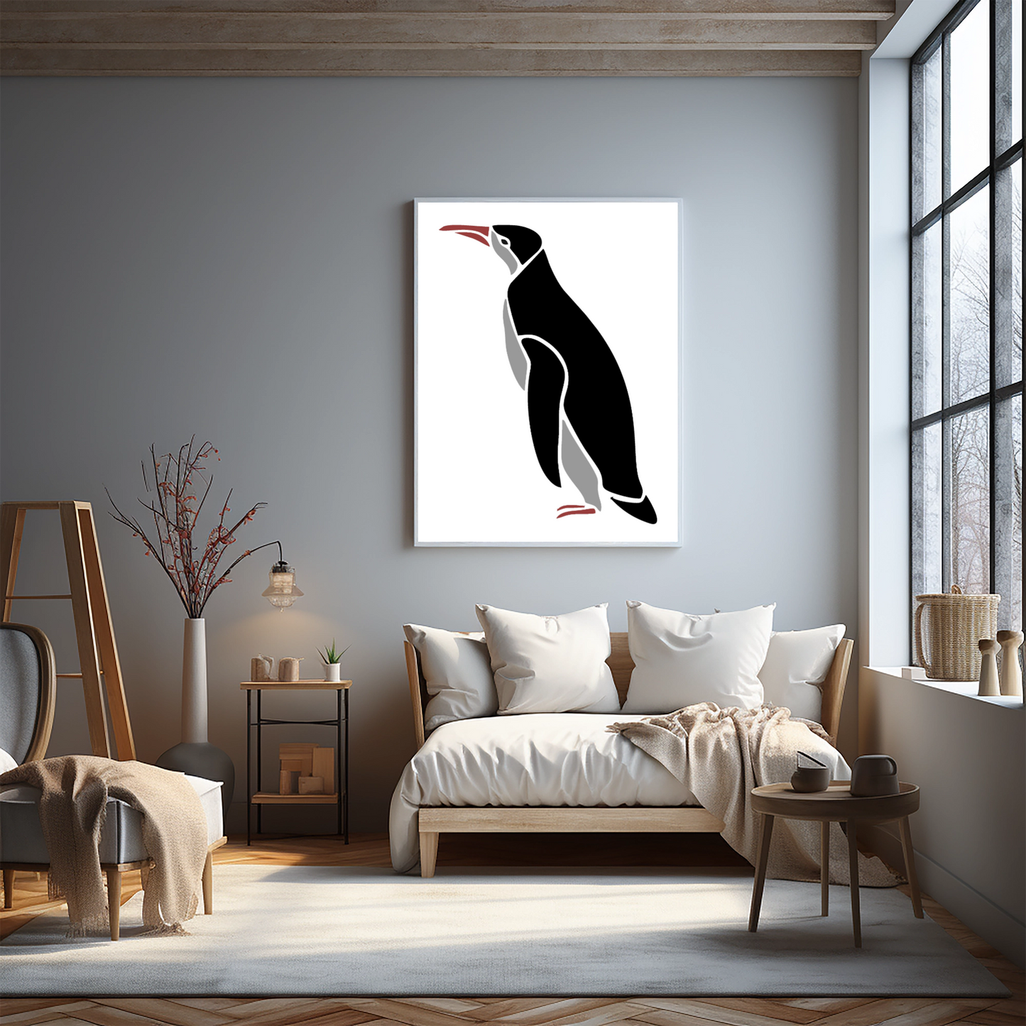 MaxxxMart - Fishes, Dolphin and Penguins Wall Stencil (Inches)