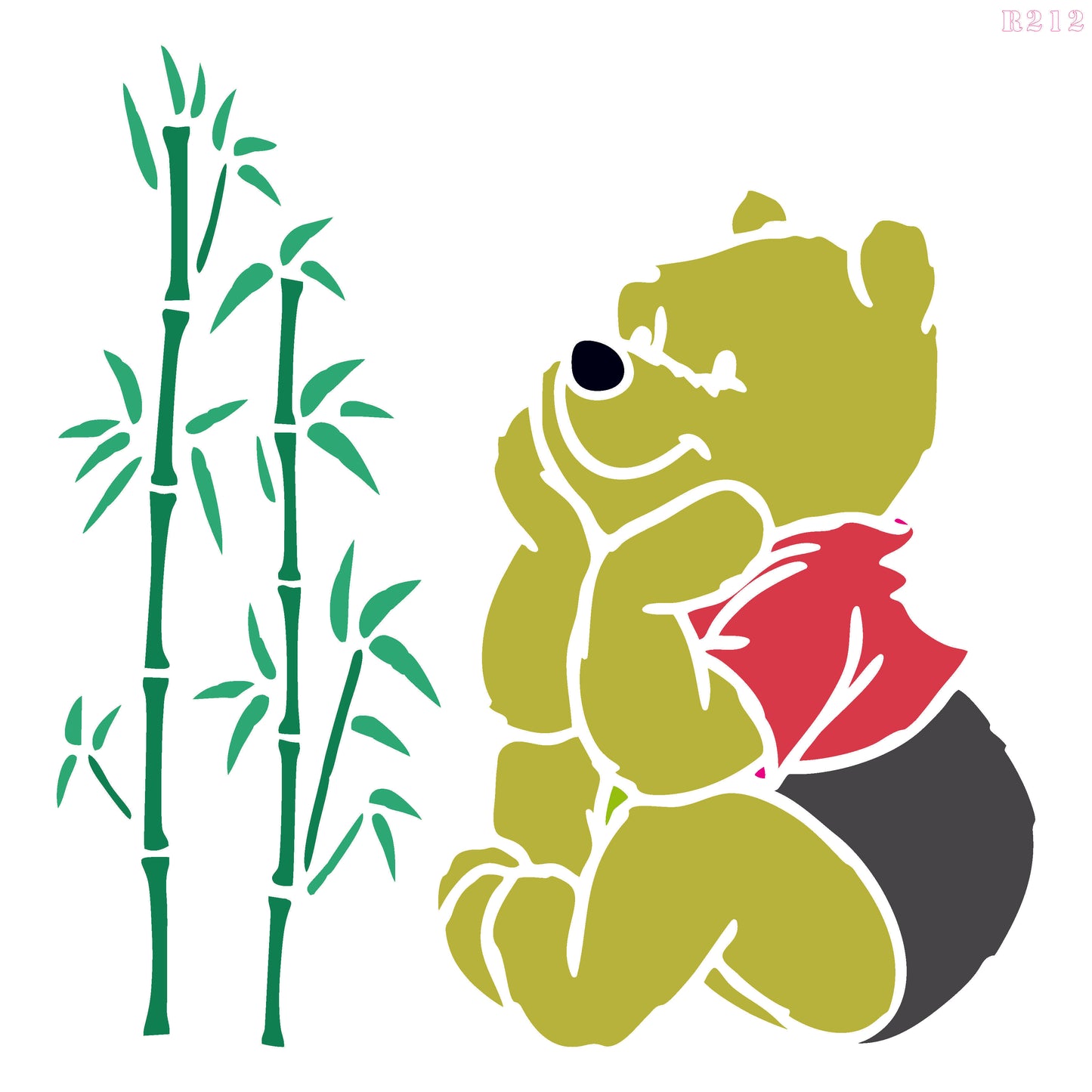 Maxxxmart -  Cartoon Kitten and Winnie the Pooh Wall Stencil (Inches)