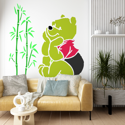 Maxxxmart -  Cartoon Kitten and Winnie the Pooh Wall Stencil (Inches)