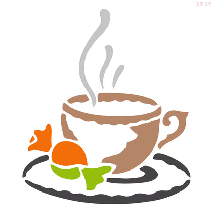 MaxxxMart - Cupcake And Cozy Coffee Wall Stencil (Inches)