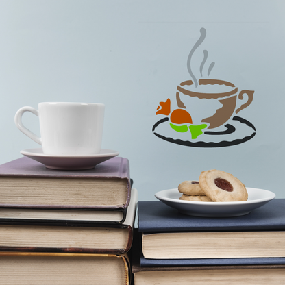 MaxxxMart - Cupcake And Cozy Coffee Wall Stencil (Inches)