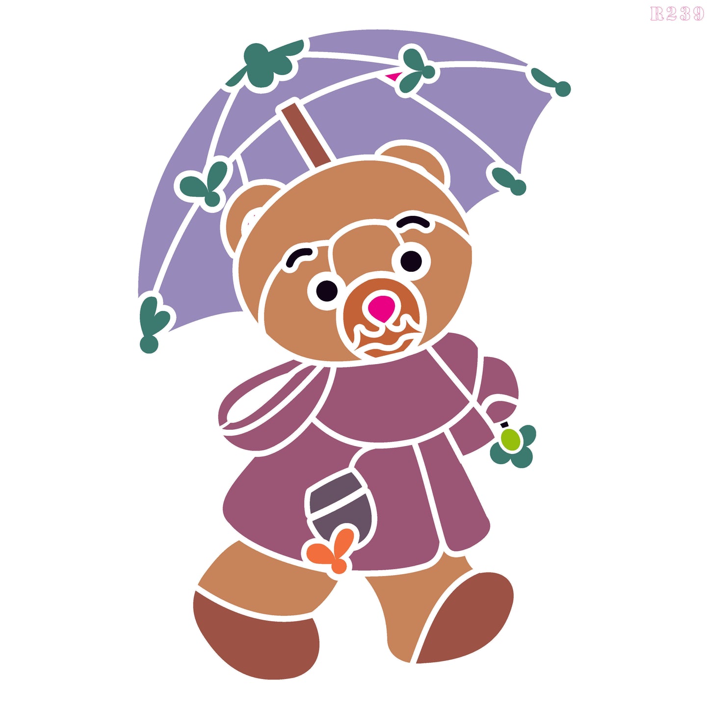 MaxxxMart - Goose And Bear with Umbrella Wall Stencil (Inches)