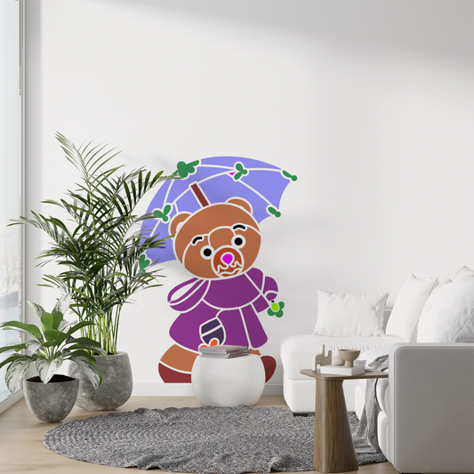 MaxxxMart - Goose And Bear with Umbrella Wall Stencil (Inches)