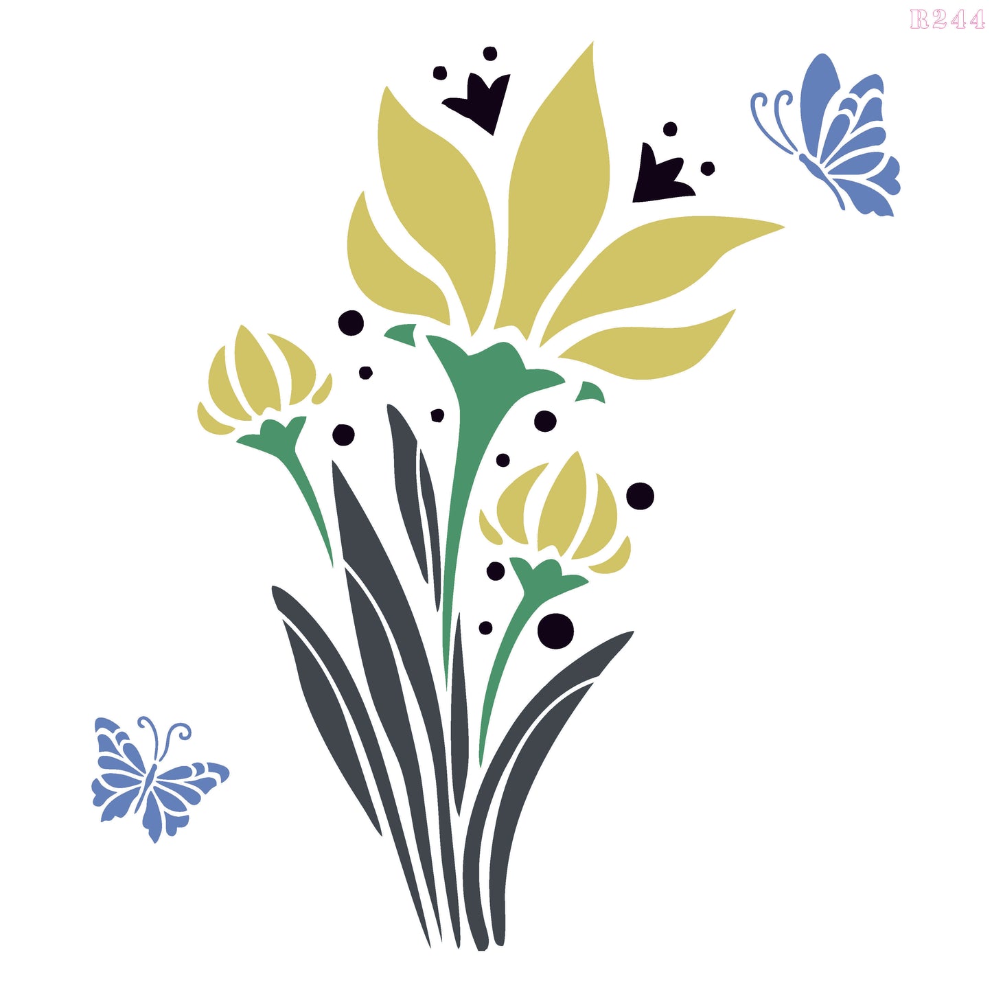 MaxxxMart - Flowers Wall Stencil -4 (Inches)