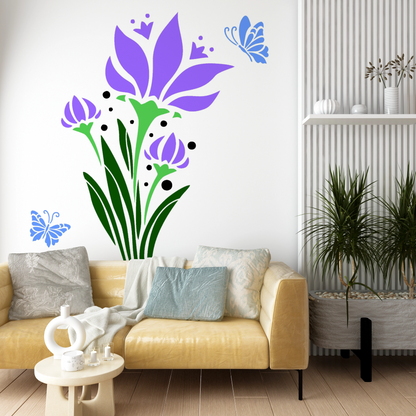 MaxxxMart - Flowers Wall Stencil -4 (Inches)