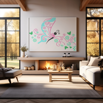 MaxxxMart - Butterfly And Birds Cage Wall Stencil (Inches)