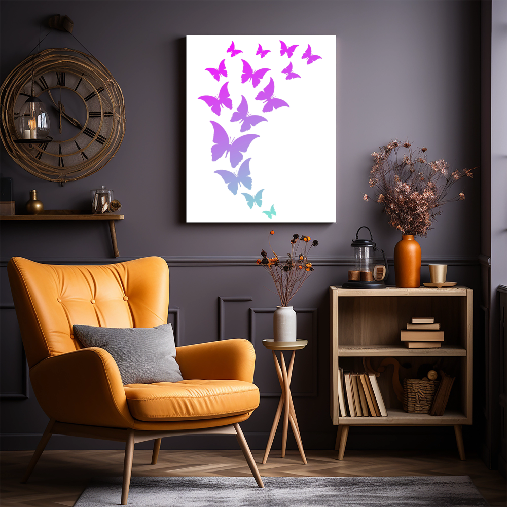 MaxxxMart - Butterfly And Birds Cage Wall Stencil (Inches)