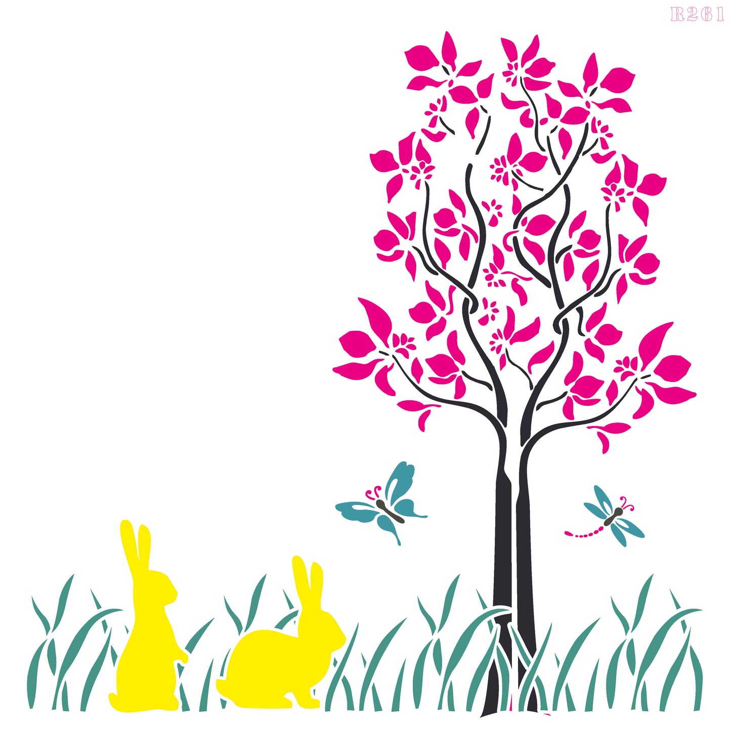 MaxxxMart - Trees With Butterfly Wall Stencil (Inches)